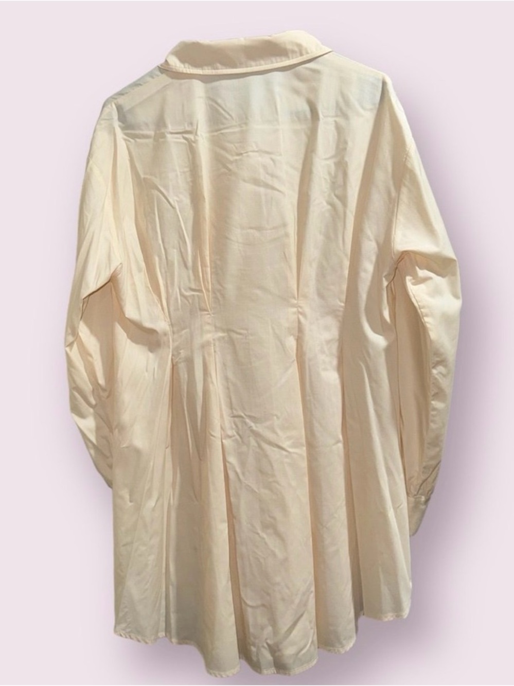 SHEIN Cream Pleated Shirt Dress Maternity Mini Dress - Picture 3 of 3